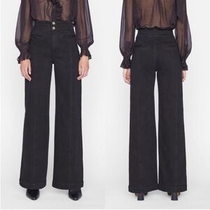 New Frame Denim Tailored Wide Leg Jeans Film Noir Black Sz 31